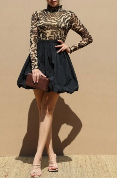 Leopard Bubble Hem Dress - FINAL SALE