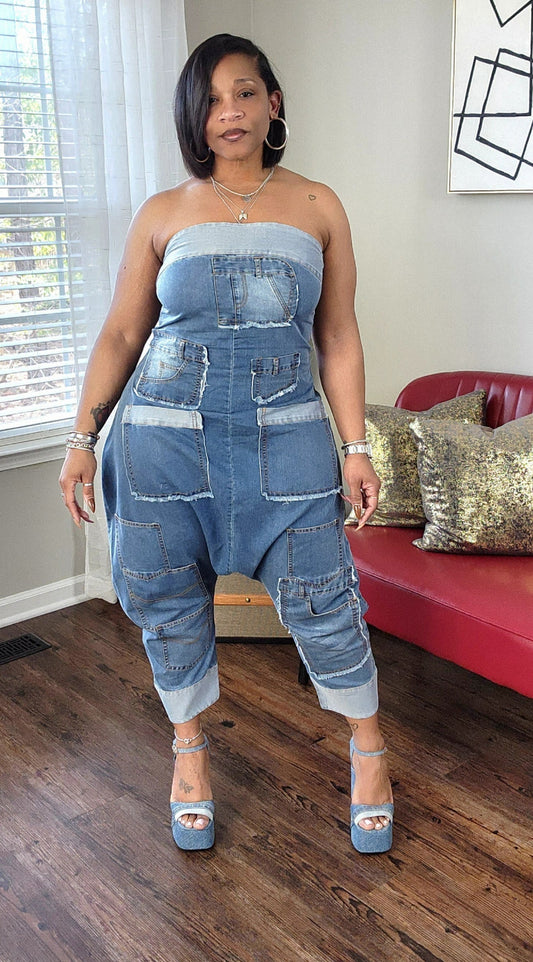 Kchapple Denim Harem Jumpsuit - FINAL SALE